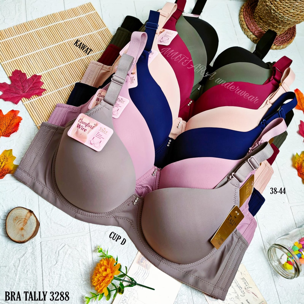 Bra Cup D tally 3288 Ukuran 38-44 Pakai Kawat Kait 4 Busa tipis/Bra Jumbo Cup Besar Bra Cup D Tally