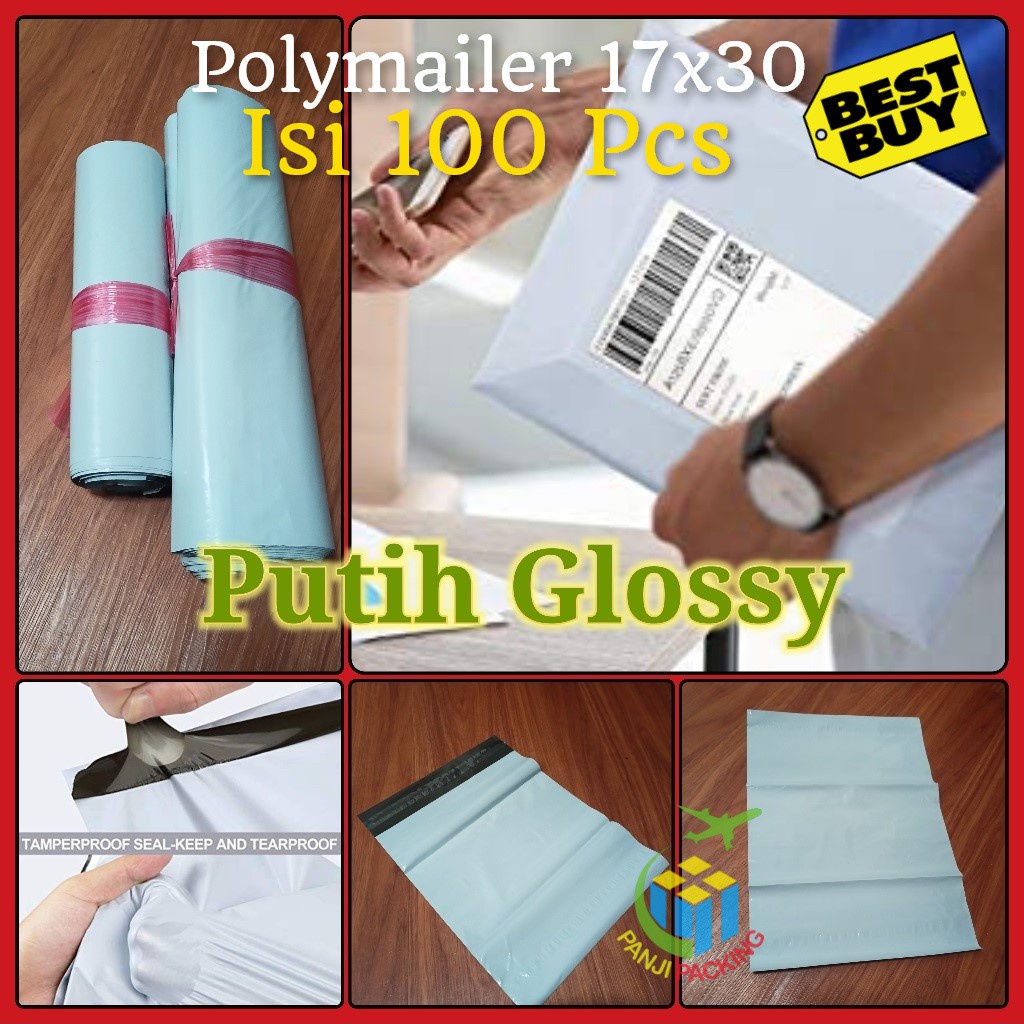 

Polymailer Putih 17x30 isi 100 Kantong Plastik Polimer Glossy Olshop