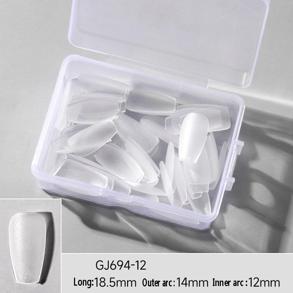 AUGUSTINA Agustinina Tips Kuku Palsu Buatan 50 Pcs Tahan Lama Peti Mati Almond DIY UV Gel Cepat Bangunan Cetakan Tekan Pada Alat Nail Art