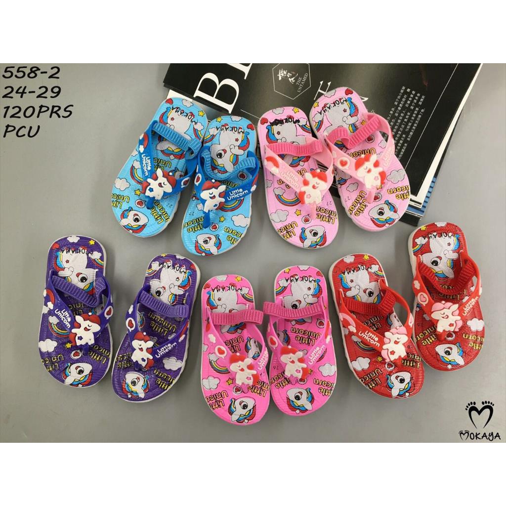 Sandal Jepit Jelly Anak Cewek Motif Little Unicorn Super Pretty Cute Kekinian Import Mokaya / Size 24-29 (558-2)