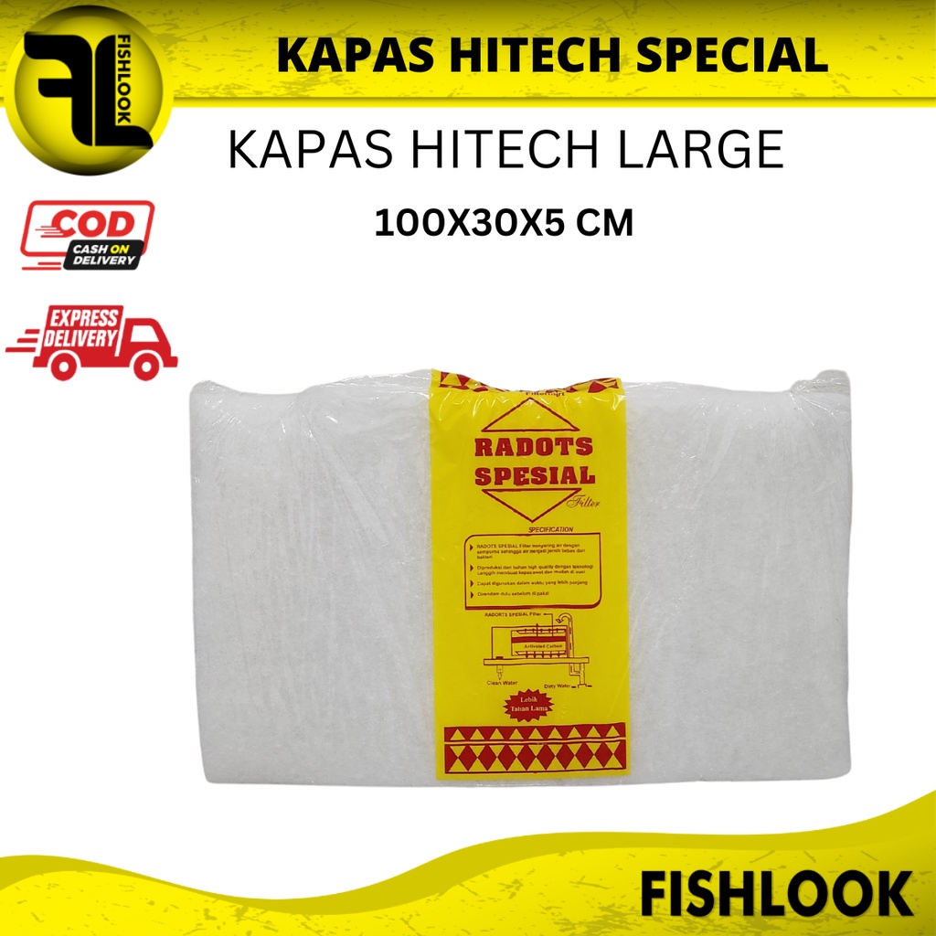 Kapas Hitech LARGE BESAR Dakron Busa Filter Aquarium Hi-Tech Radots Special 100X30X5 CM