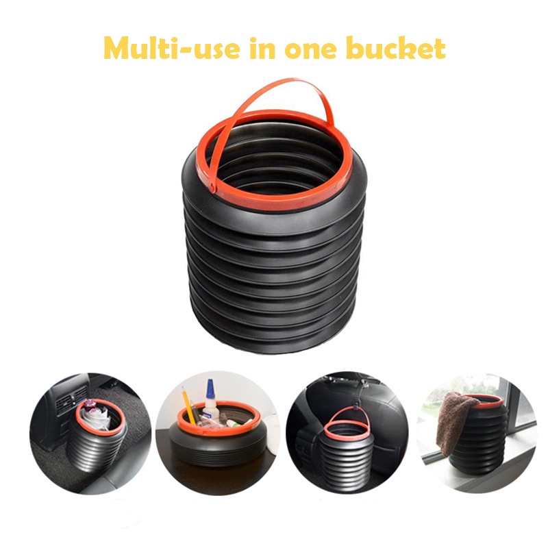 Tempat Sampah Mini Lipat Mobil Ditarik Mini Bin &amp; Dustbin Storage Bucket For Cars Outdoor Mancing Bucket Mobil Tras