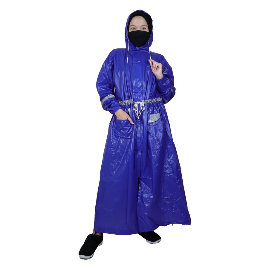 Jas Hujan Ponco Lengan Gamis Salsabila / Jas Hujan Ponco Plevia - PLV 753 Biru