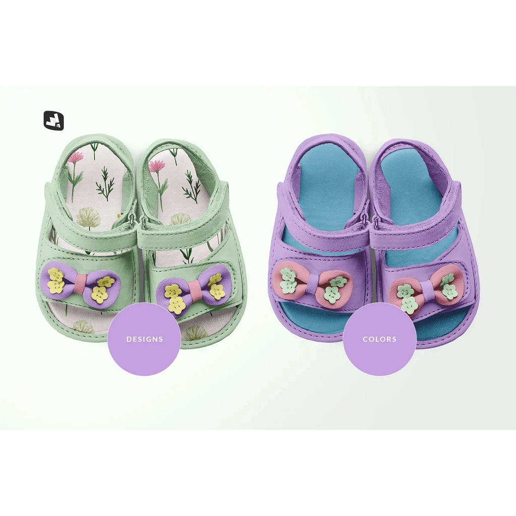 Topview Baby Sandals With Bow Mockup