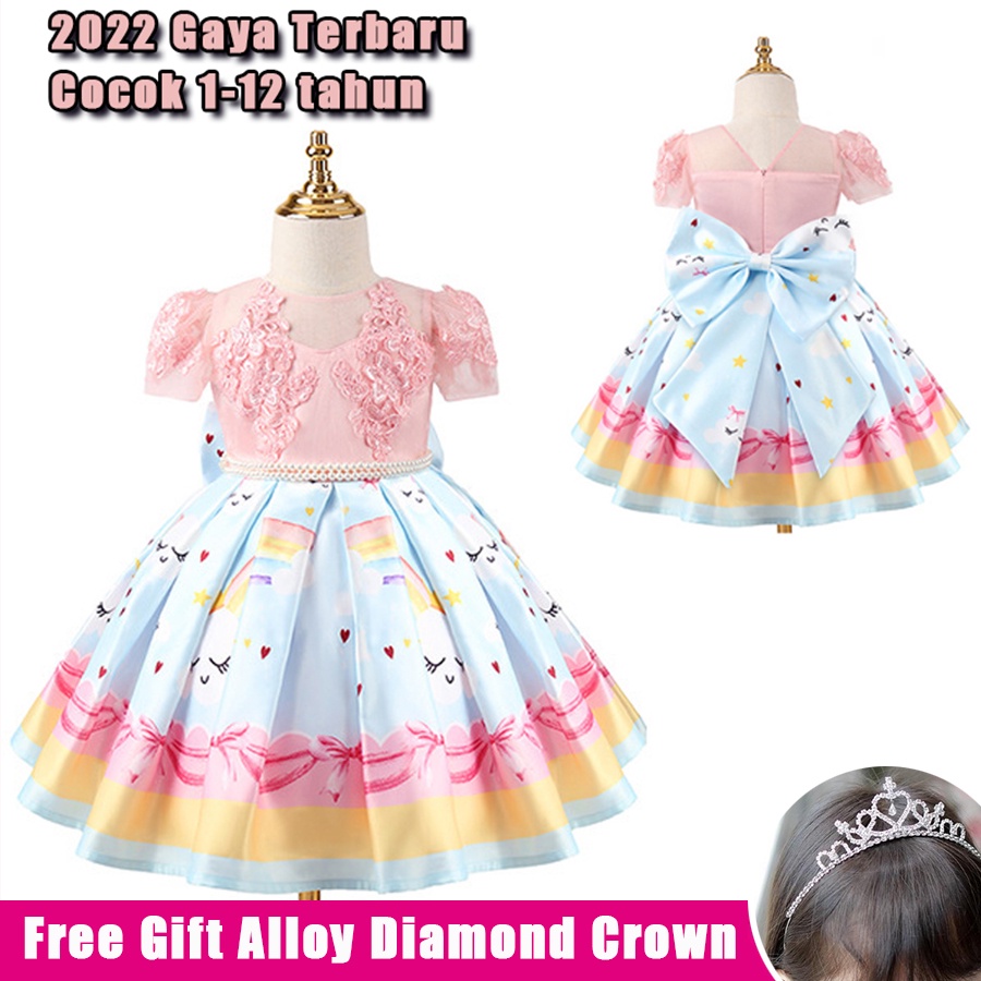 Hot Sale Pesta Meriah Pakaian Anak Perempuan  Bow Princess Dress For Kids Girl Gift