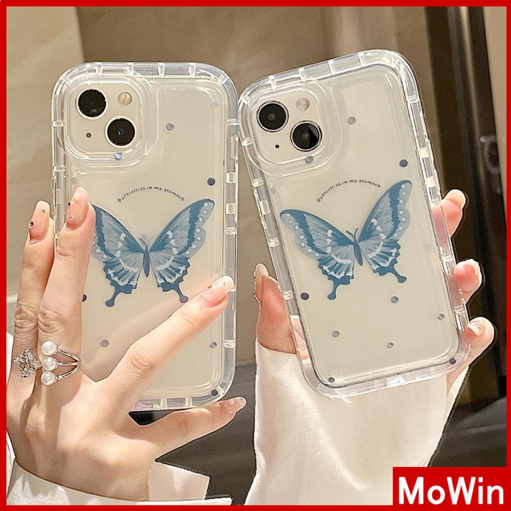 For iPhone 14 Pro Max iPhone Case Soft Case TPU Clear Case Airbag Shockproof Protection Camera Blue Butterfly Compatible For iPhone 13 Pro Max 12 Pro Max 11 Pro Max 7plus XR xs max