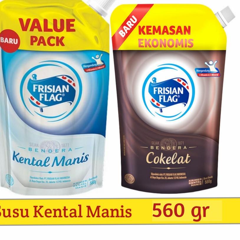 

TRCRr8R2--FRISIAN FLAG BENDERA KRIMER SUSU KENTAL MANIS POUCH 560 GR PUTIH COKLAT