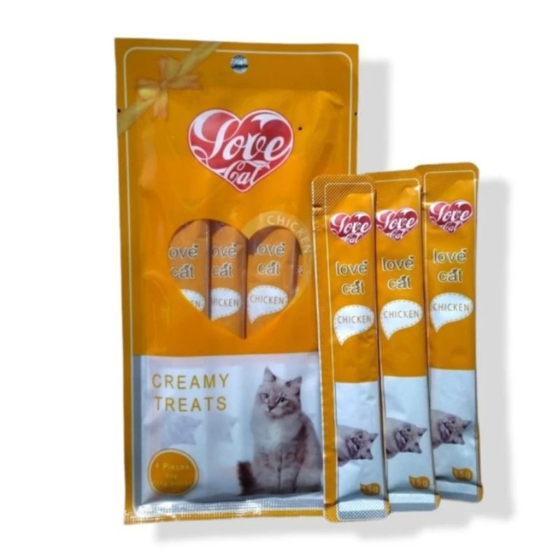 Snack kucing love cat creamy isi 4