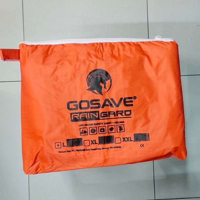 Jas Hujan Baju Celana Gosave Raingard - Orange, L(N9B8) Jas Hujan Outdoor Jas Hujan Zipper Jas Hujan