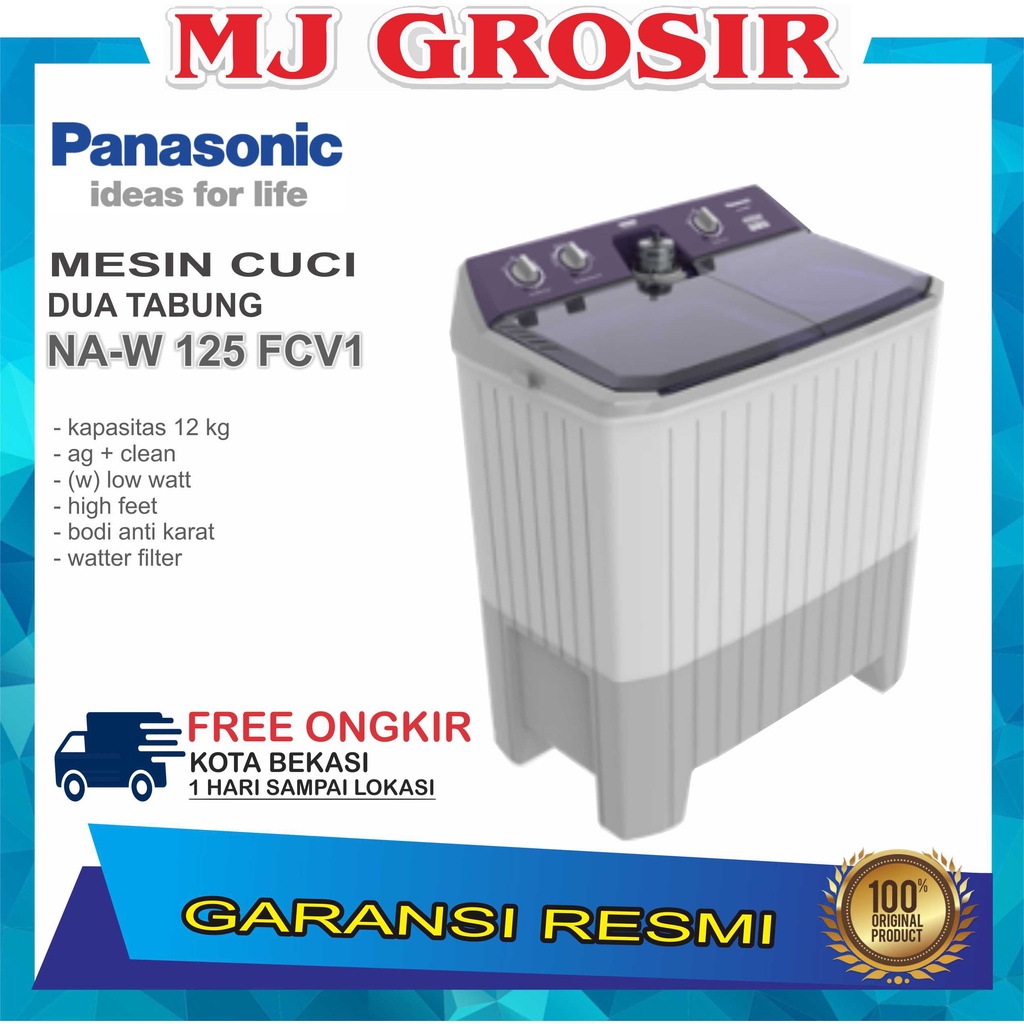 MESIN CUCI PANASONIC NAW 120 BBX / 125FCV1 12KG 2 TABUNG LOW WATT