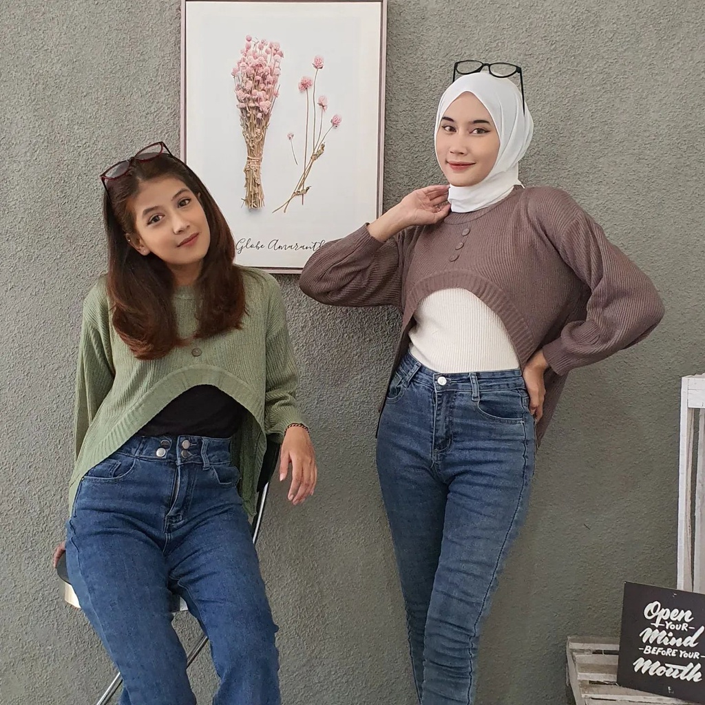 TERLARISS MORY MOON Atasan Rajut Wanita Terbaru 2022 / Baju Crop Rajut Modern Fashion Korean Style /
