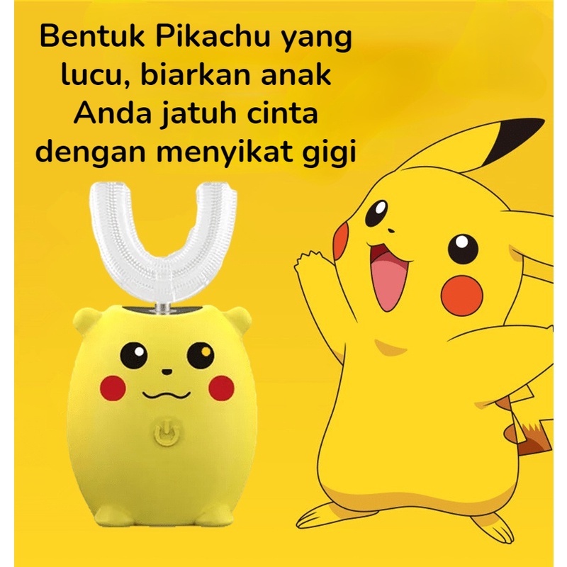 Sikat Gigi Elektrik Anak Pikachu Lucu LED UV-Lampu Antibakteri Anit Air  Baterai Isi Ulang Gratis Piala Obat Kumur  Biarkan bayi jatuh cinta dengan menyikat gigi