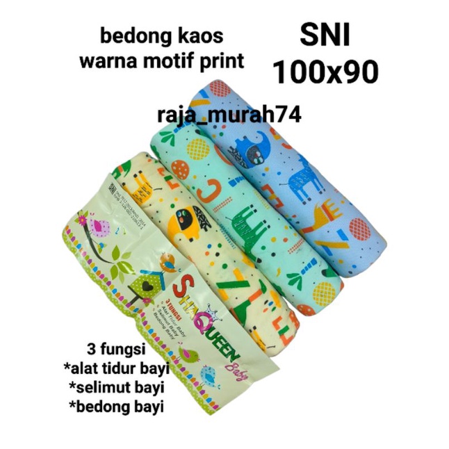 3 pcs bedong kaos warna motif shaqueen 100x90