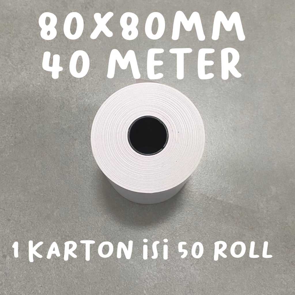 Kertas Struk Kasir Paper Roll Termal 1 karton 50 roll uk 80x80mm