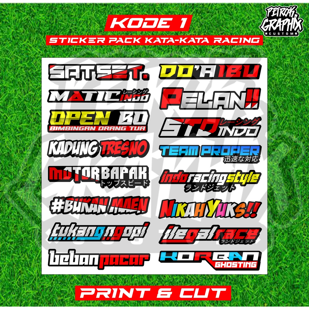 Jual Sticker Pack Racing Print Cut Sticker Motor Sticker Kata Kata