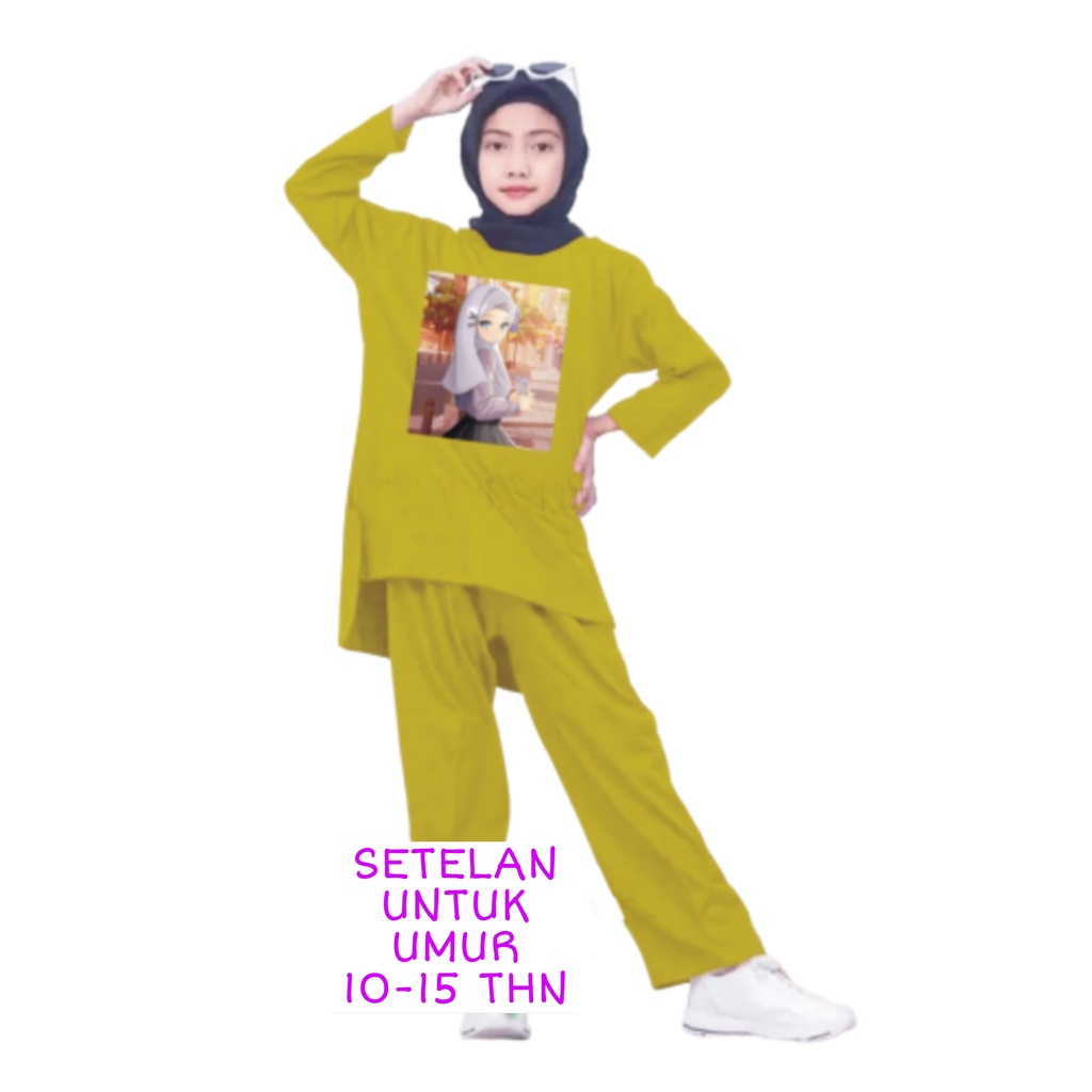 Setelan Anak Perempuan Remaja Bahan Kaos Babyterry Kaos Lengan panjang dan Celana panjang Oversixze XXL 10 11 12 13 14 15 Tahun . One Set Anak Perempuan Terbaru 2023 Viral Stelan Remaja Kekinian Setelan Baju Anak Tanggung k4