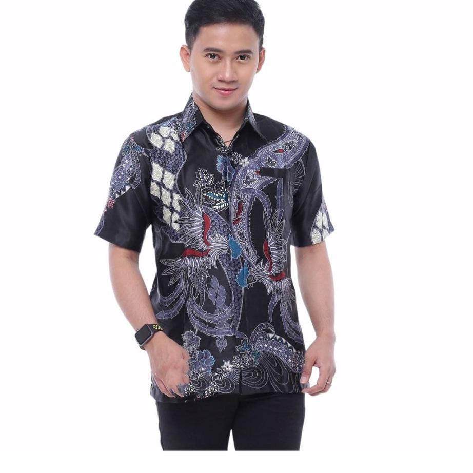 Best Seller Baju Batik Pria Lengan Pendek Semi Sutera Hem Laki Laki Sutra Ukuran Regular Asli Pekalo
