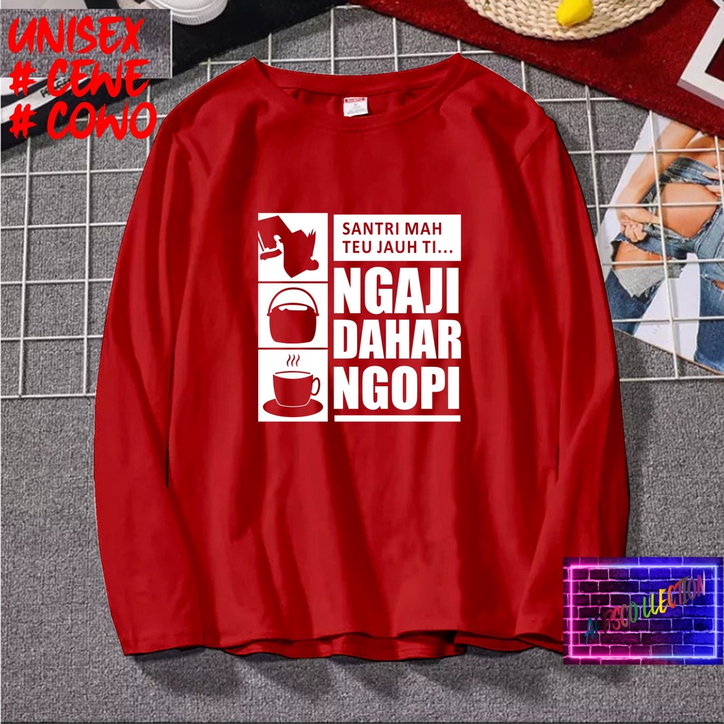 COD/ KAOS NGAJI DAHAR NGOPI SANTRI /KAOS TULISAN/KAOS SANTRI KEKINIAN/KAOS DAKWAH/KAOS ISLAM/SANTRIWATI/KAOS HITS 2022/KAOS BERGAMBAR KAOS EKSPRESI KAOS PRIA TSHIRT WANITA Santai Crew Neck V-Neck Slim-fitting Polos Setrip Hitam Putih Crew Neck