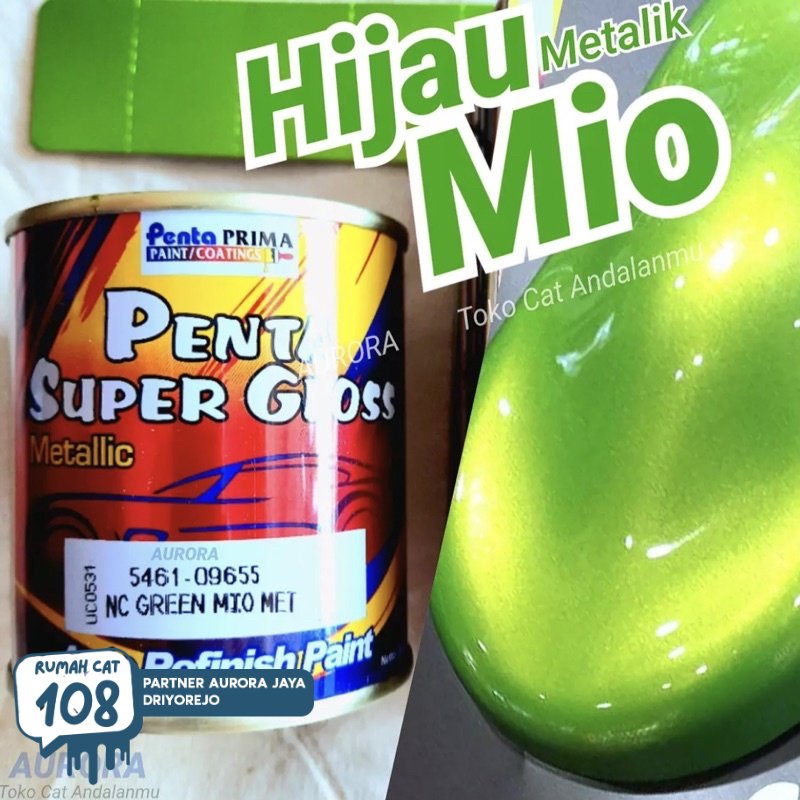 

Rumah Cat - Cat Penta Super Gloss NC Green Mio Met 200ml Hijau Metalik Motor Yamaha / Ijo Metallic Metalic Sepeda Mobil Duco Duko Diko Semprot | Rumah Cat Mobil dan Motol