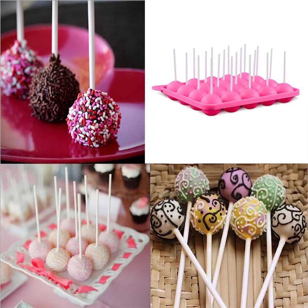 Cetakan Lolipop 20lubang Cetakan Bulat Alat Pembuat Kue Rakitan Sendiri Stick Fondant Cake Tray Cupcakes Jelly Biskuit Es