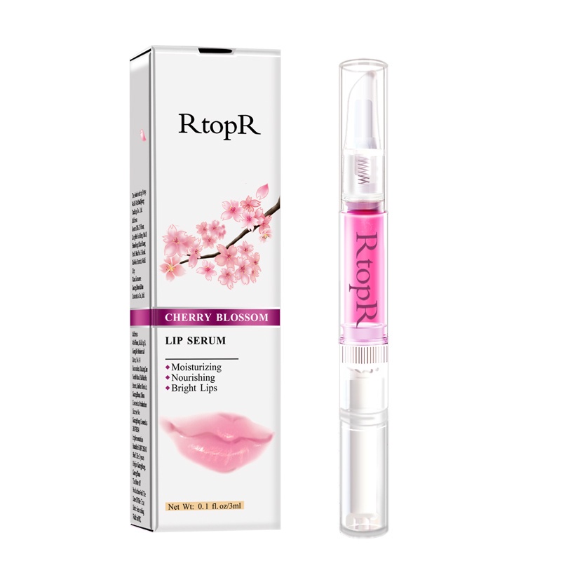 RtopR Cherry Blossom Lip Serum Ekstrak Tanaman Perawatan Lembut untuk Perawatan Kulit Bibir 3Ml