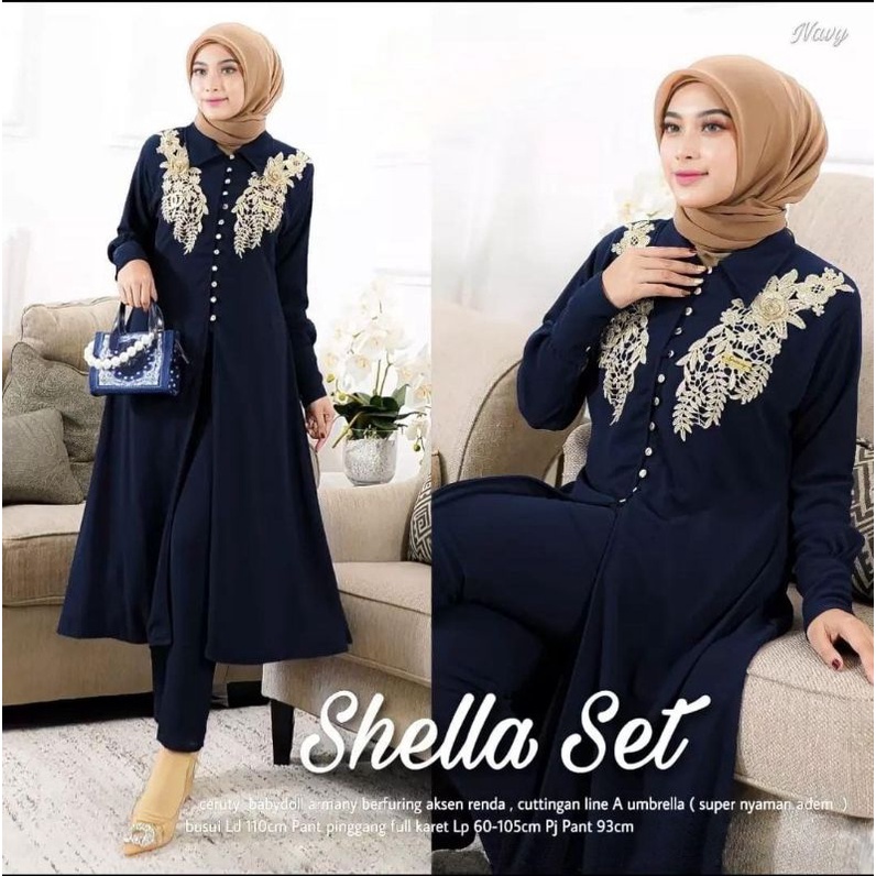 Fashion MUSLIM, baju wanita, baju stelan wanita, setelan, stelan, Baju stelan, fashion wanita, one set. Shella Set