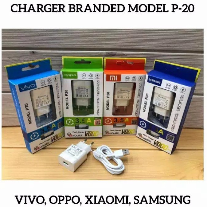 Travel Charger Micro USB Brand P20 2A FAST CHARGING untuk Android Samsung Oppo Vivo Xiaomi Realme Wall Charging Adapter Transfer Data Adaptor batok kepala casan