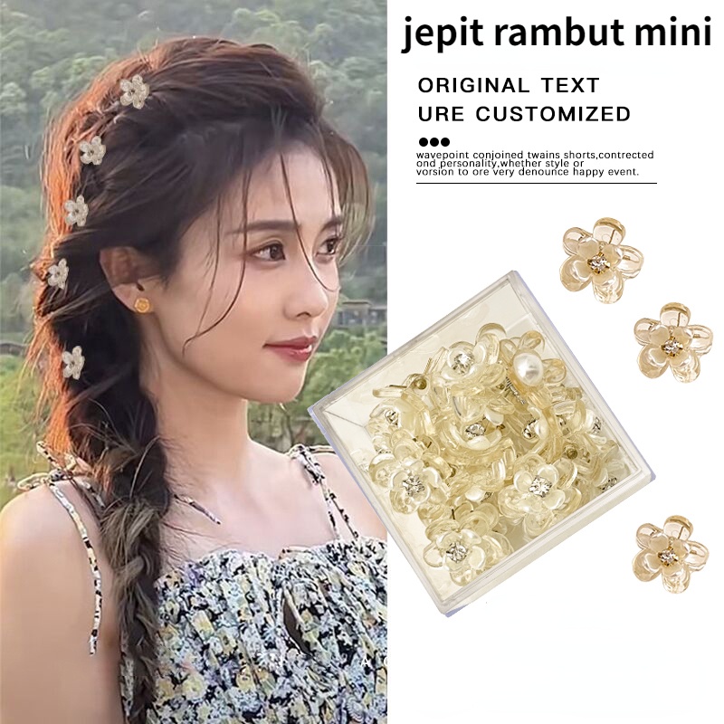 12pcs Jepit Rambut Poni Mini Desain Bunga Gaya Korea Untuk Musim Gugur Dan Dingin