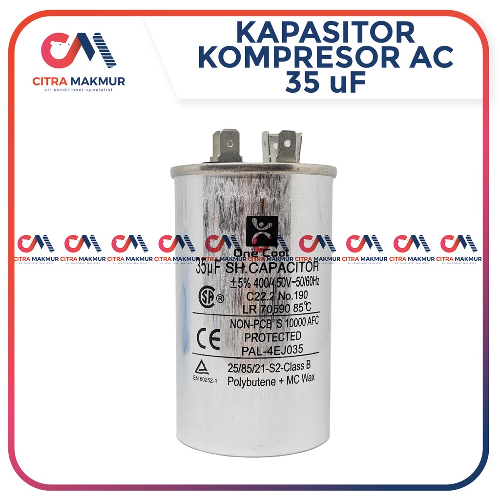 Kapasitor AC 35 uf Capasitor Outdoor Air Conditioner Kompresor Almunium Tabung Mesin Single One Cool 1 1,5 2 pk sharp