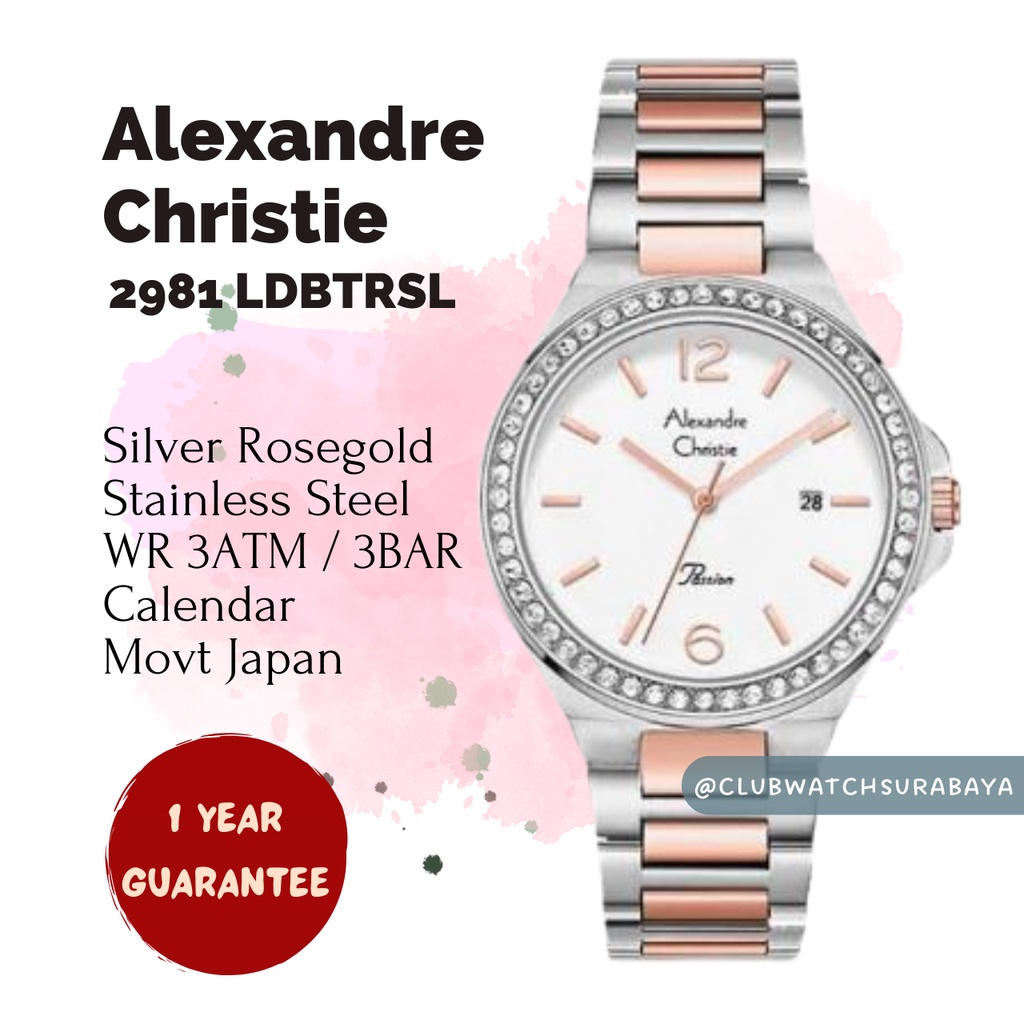 Jam Tangan Wanita Alexandre Christie ORI 2981 LDBTRSL / Alexandre Christie Jam Tangan Cewek 2981 LDB