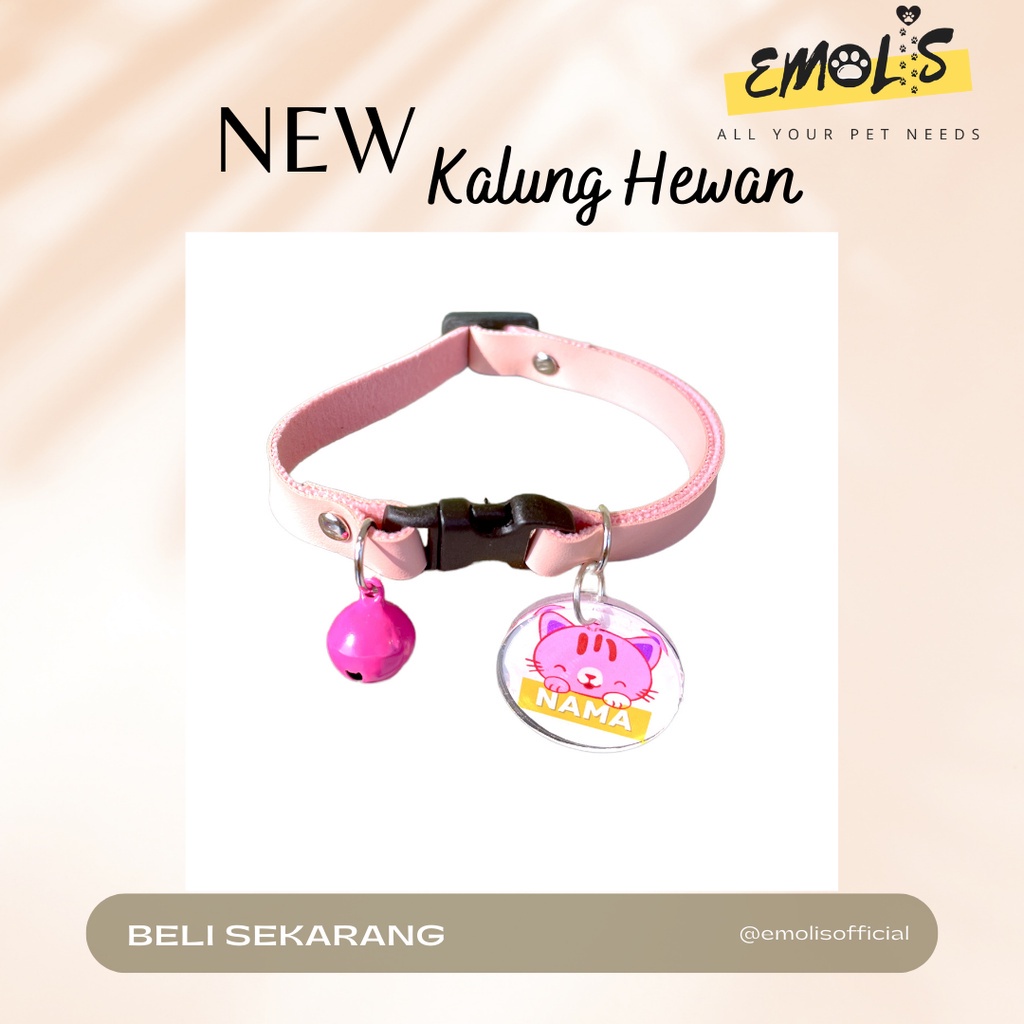 KH05 Kalung Custom Nama Pet Peliharaan Hewan Piaraan Anjing Kucing Hamster Adjustable Dapat Disesuaikan PGM
