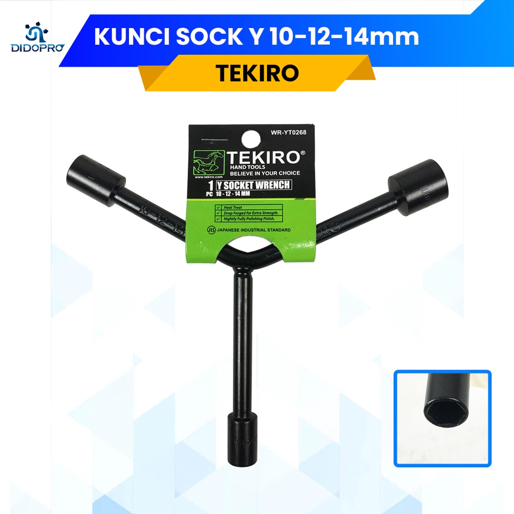 Kunci Sock Y pendek 10 x 12 x 14 mm TEKIRO