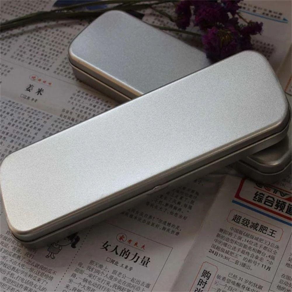 Rebuy Pensil Case Untuk Anak-Anak Kualitas Tinggi Single Layer Silver Student Pen Box Kotak Alat Tulis
