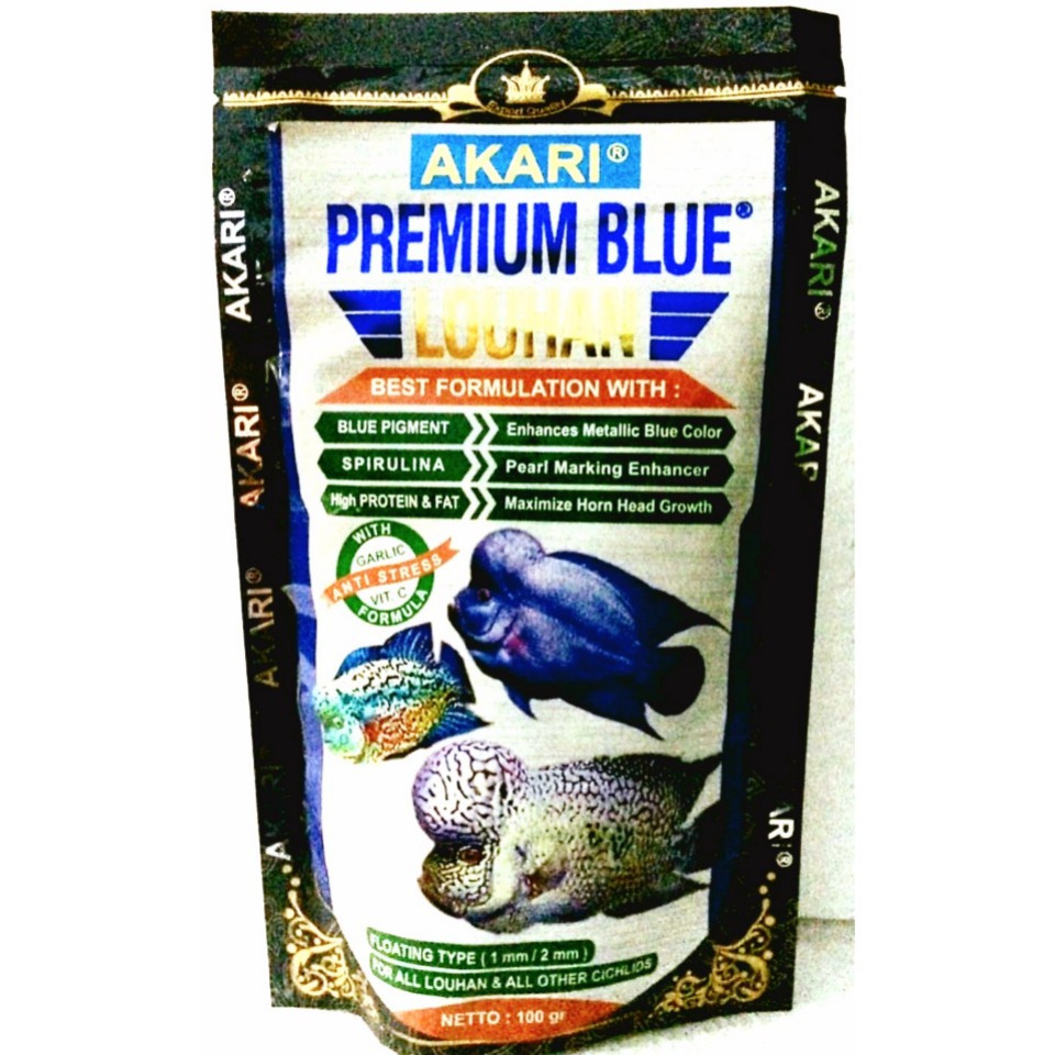 Akari Premium Blue Louhan 100 Gram Pakan Ikan Lohan Louhan 100gr