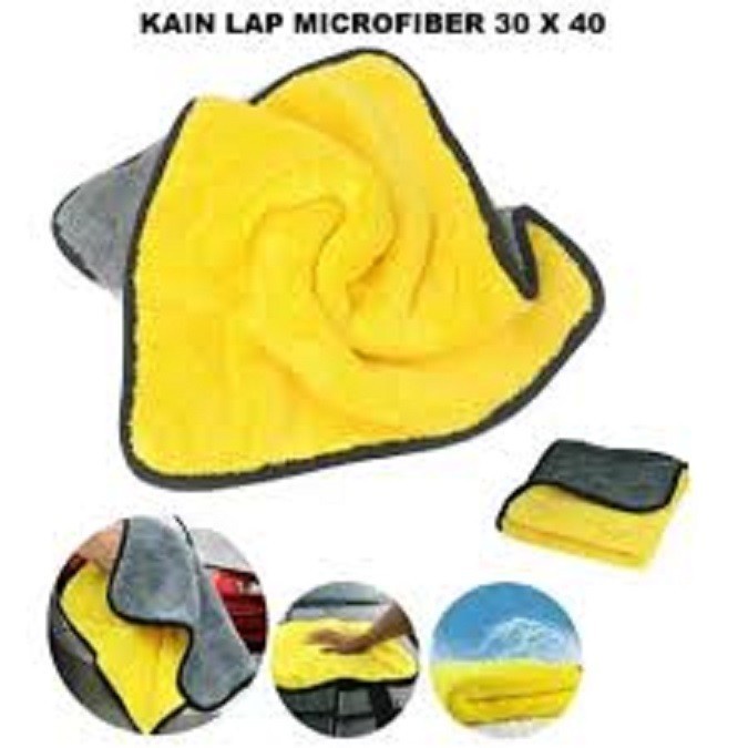 EM Kain Lap Microfiber Mobil Motor Meja Kaca Cuci Tangan Dapur