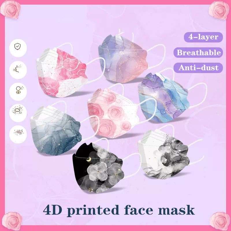 5PCS MASKER DEWASA KF94 MOTIF ROSE BUNGA MAWAR CANTIK MEWAH UNTUK PESTA GRADASI WARNA ABSTRAK GLAMOU