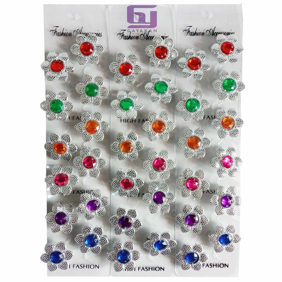 1 Gross/12 lusin/144 pcs Bros Dagu seri Bunga Mote Multiwarna