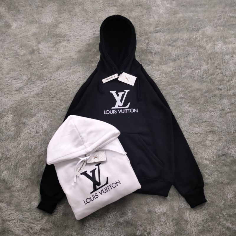 SWEATER HOODIE LOUIS VUITTON BASIC HITAM&amp;PUTIH AUTHENTIC FULLTAG &amp; LEBEL