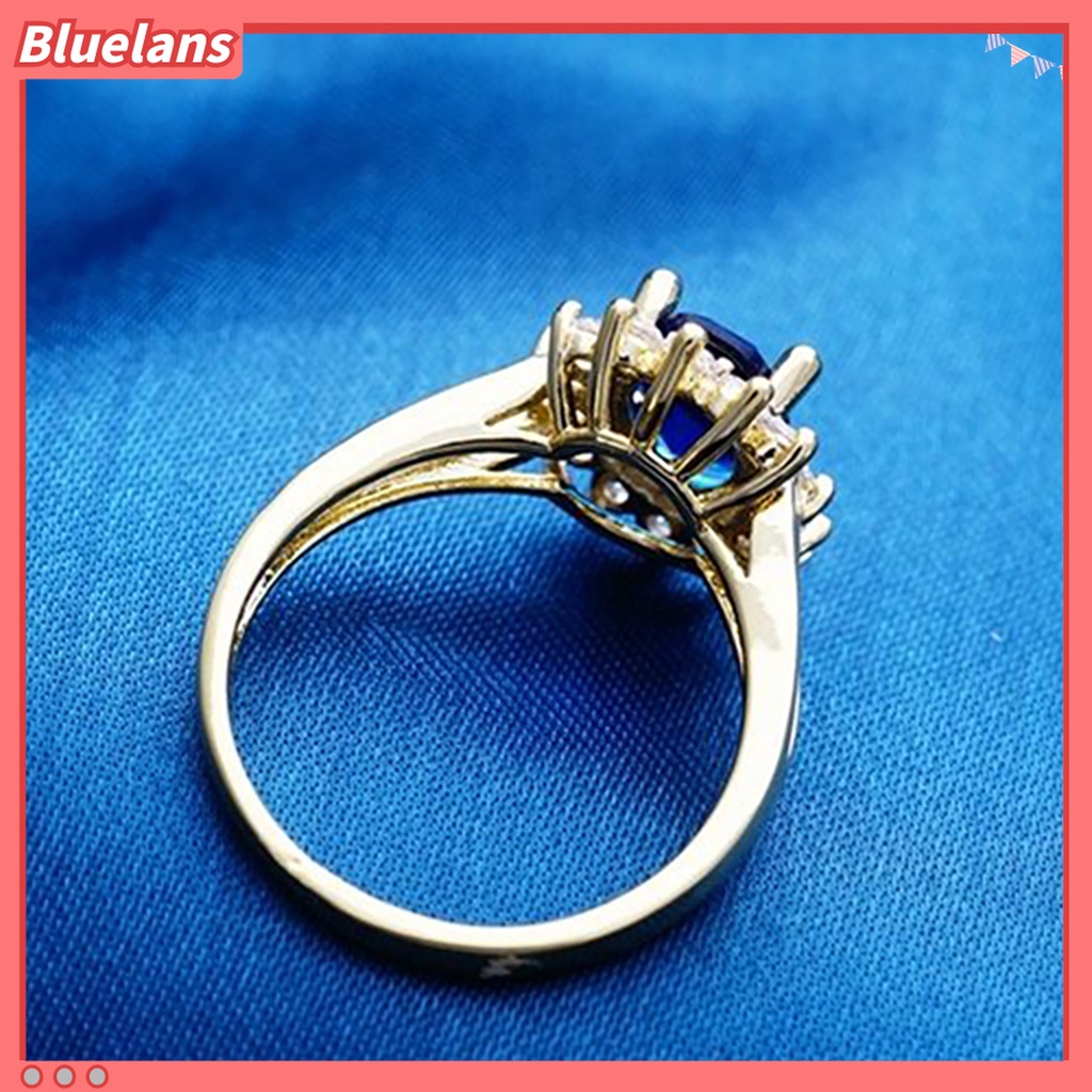 Bluelans Cincin Berlian Imitasi Gaya Elegan Untuk Pengantin Wanita