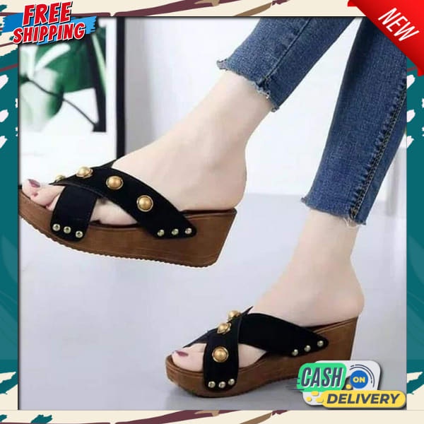 Wedges Wanita Import Wedges Pesta Wejes Perempuan Sandal Premium Wajes Wanita Elegan Sandal Wages Te