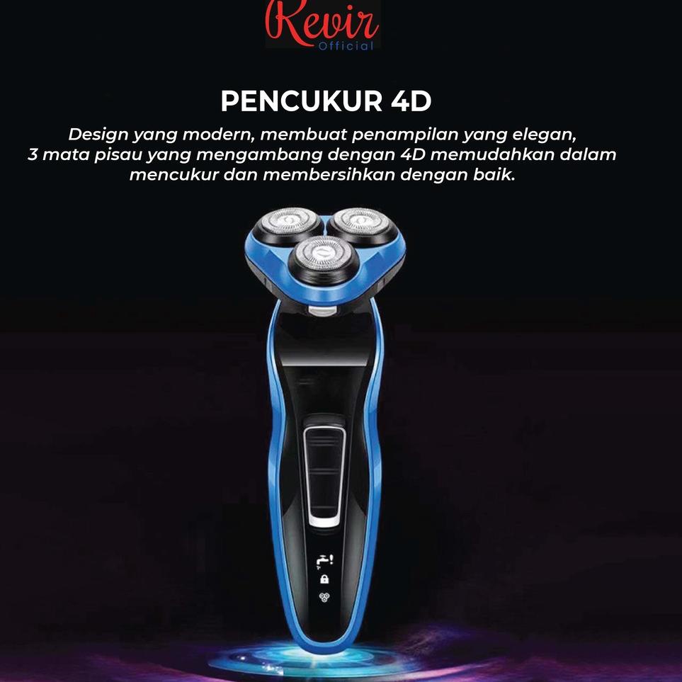Produk Terbaik--Alat cukur Jenggot Kumis Rambut Elektrik Shaver Listrik Portable Biru