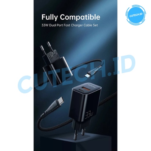 MCDODO ADAPTOR CHARGER 33W USB + TYPE C TURBO SUPER FAST CHARGING POWER DELIVERY