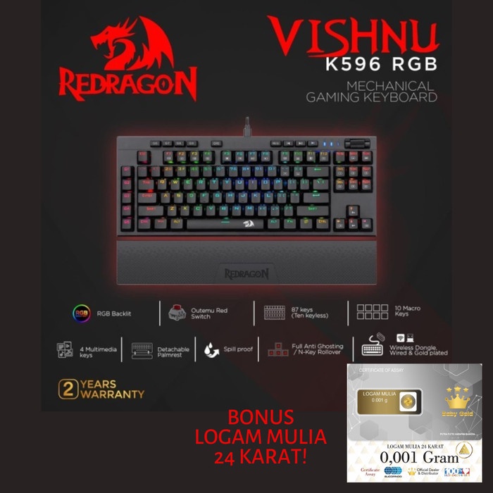 Redragon Dual Mode Mechanical Gaming Keyboard RGB VISHNU - K596RGB