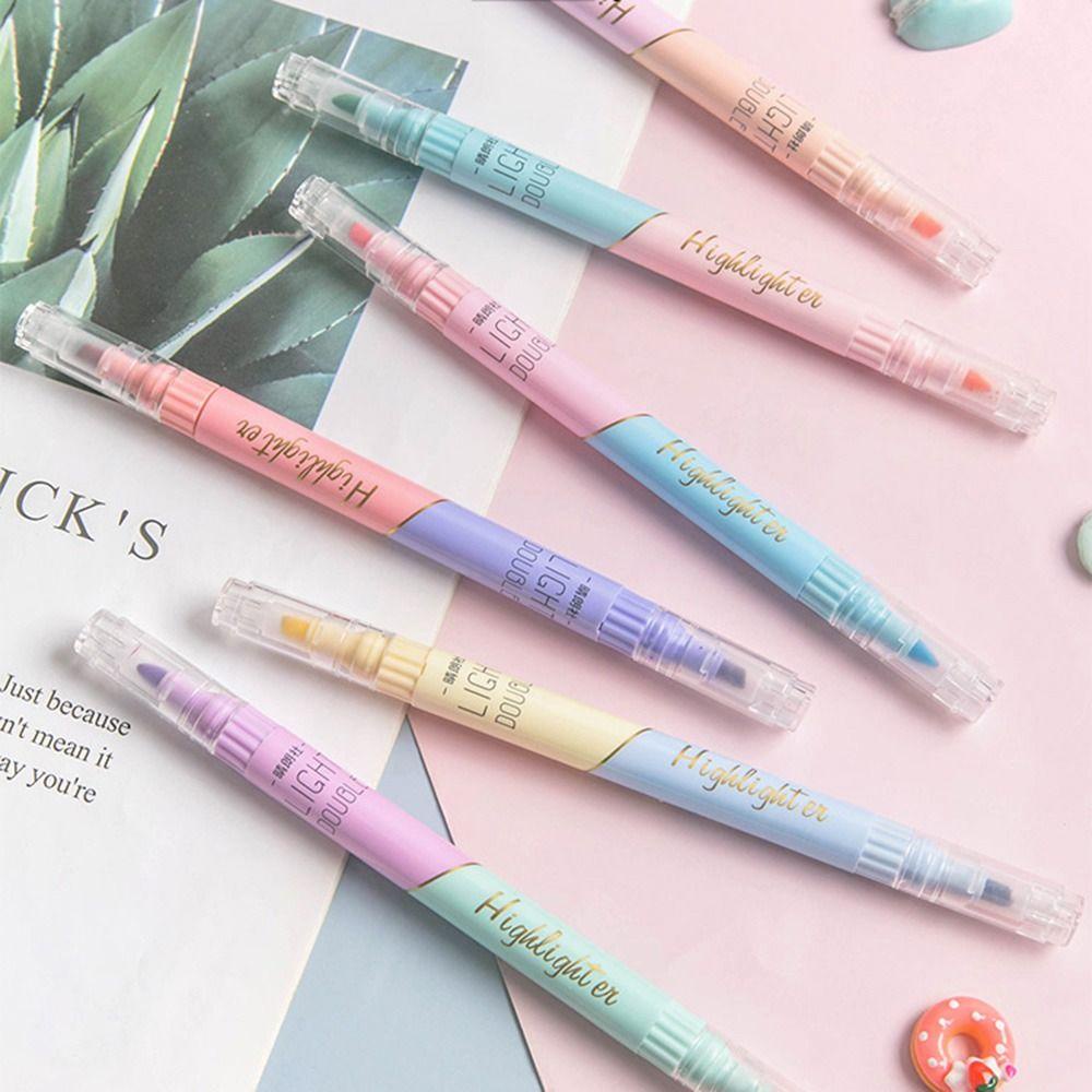 Top 6PCS/Set Stabilo Pen Set Warna Permen Perlengkapan Kantor Sekolah Menggambar Double Color Graffiti Alat Menulis Color Pen