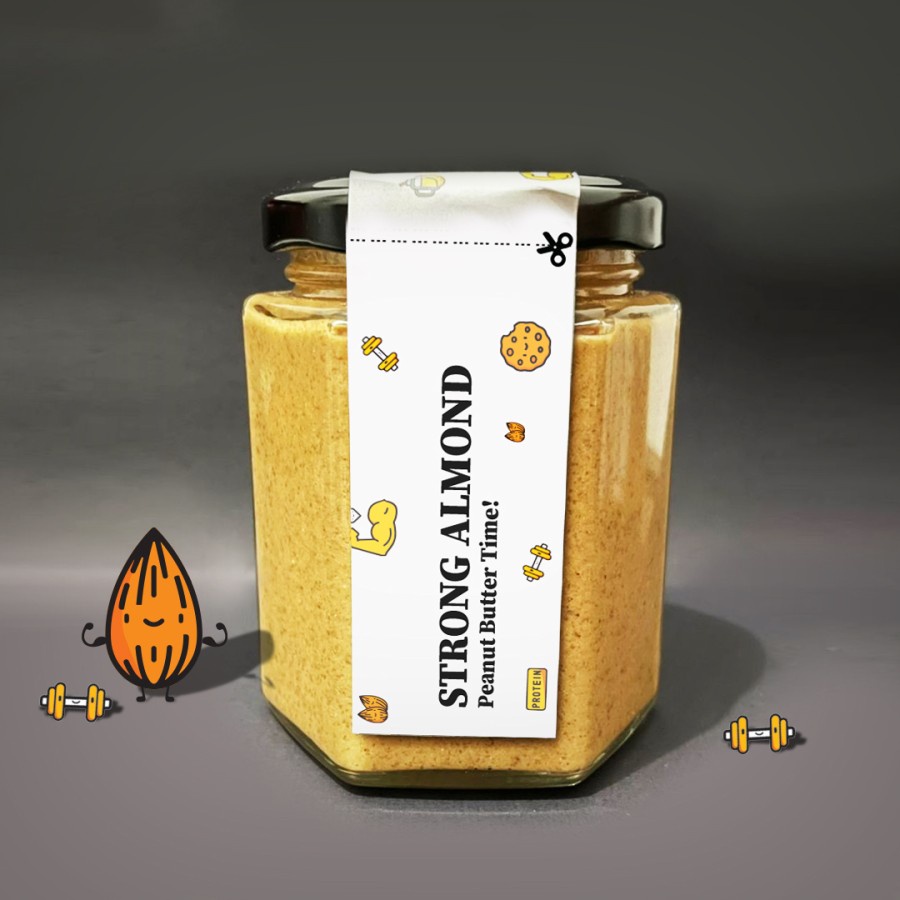

STRONG ALMOND (Almond Peanut Butter Protein) | Selai Kacang Almond dengan Protein | Home Made | FREE 1 die cut Sticker