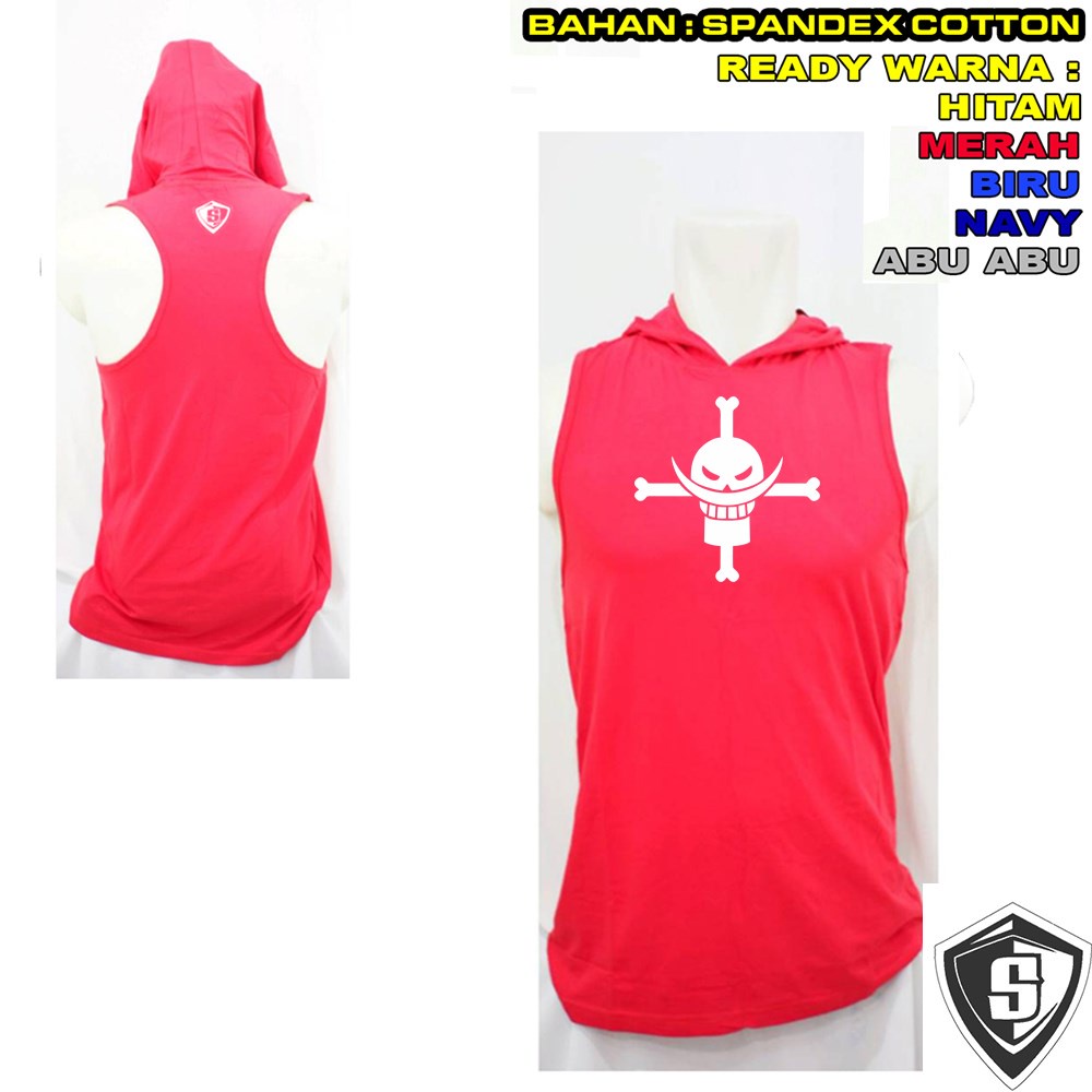 Singlet Hoodie Kupluk fitness Shirohige Bodyfit
