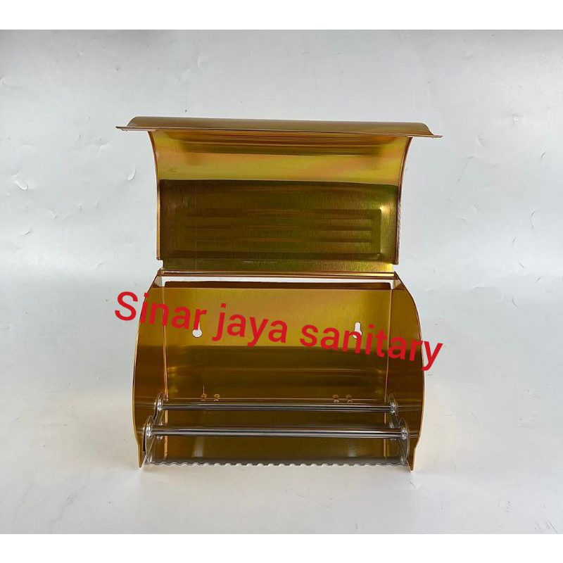 Tempat tissue asbak Gold aluminium / Tempat tissu gulung / tempat tissue roll full Gold alumunium