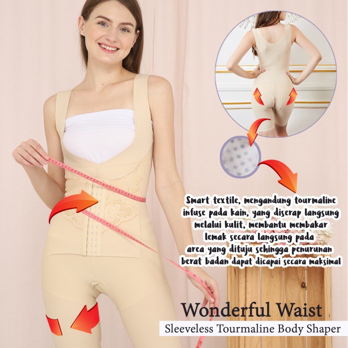 sleeveless tourmaline full body shaper / korset pakaian pelangsing