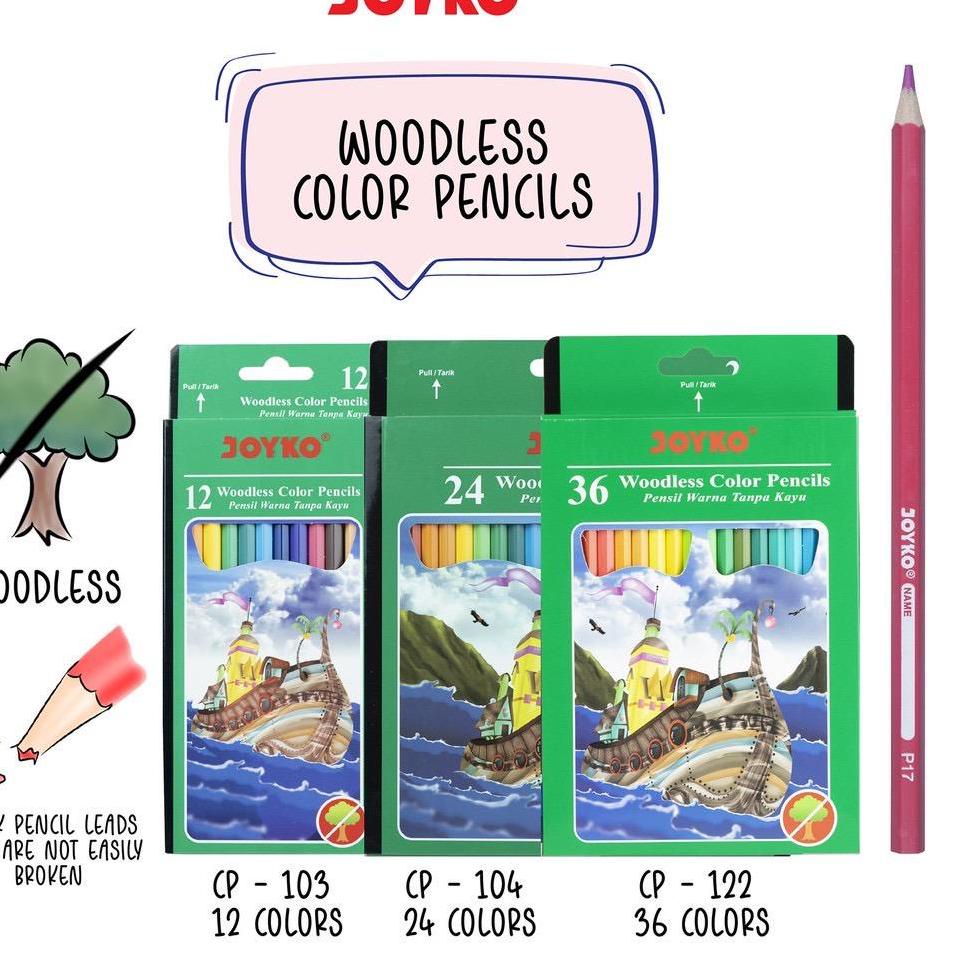 

Pusat Produsen (ISI 24 WARNA) Joyko Pensil Warna Woodless Color Pencils Hexagonal Grip CP104