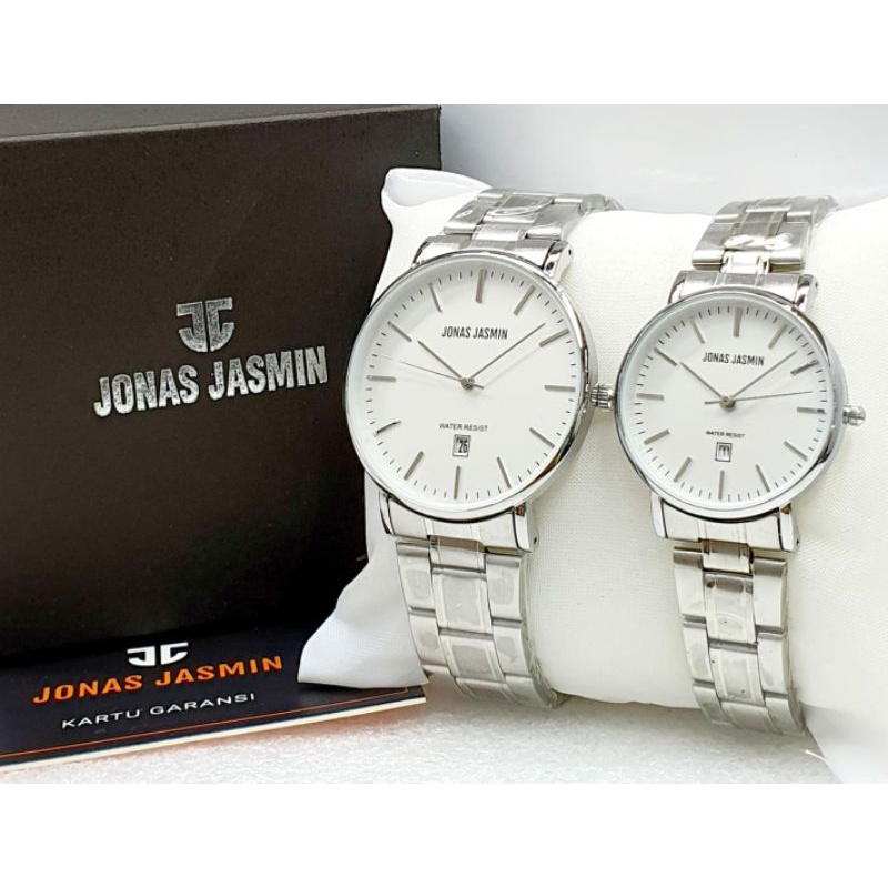 Jam Tangan Coupel Jam Tangan Jonas Jasmin Stainliss Steel Rantai Pria Wanita Sepasang